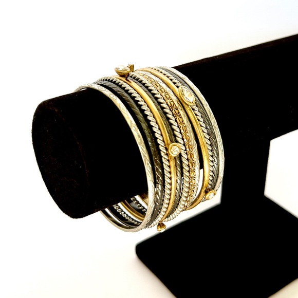 NEIMAN MARCUS Stackable Mixed Metal Bangle Set of 12 | NWT - Picture 3 of 9
